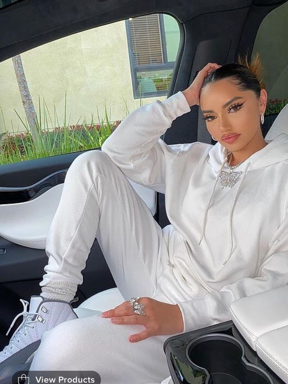 Fashion Nova White Hoodie & Jogger Set - All-White Track Suit